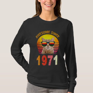51st Birthday Vintage Cat Awesome Since 1971 T-Shirt