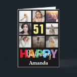 51st Happy Birthday Photo Collage Modern Black Card<br><div class="desc">51st Happy Birthday Photo Collage Modern Black Card with personalised name. For further customisation,  please click the "Customise it" button and use our design tool to modify this template.</div>