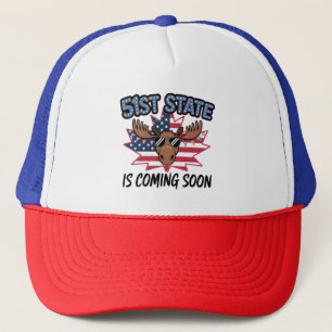51st State Cool Moose USA Flag Political Humor Trucker Hat