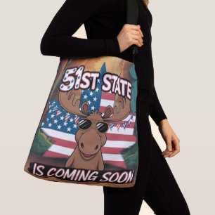 51st State Moose Sunglasses USA Flag Coming Soon Crossbody Bag