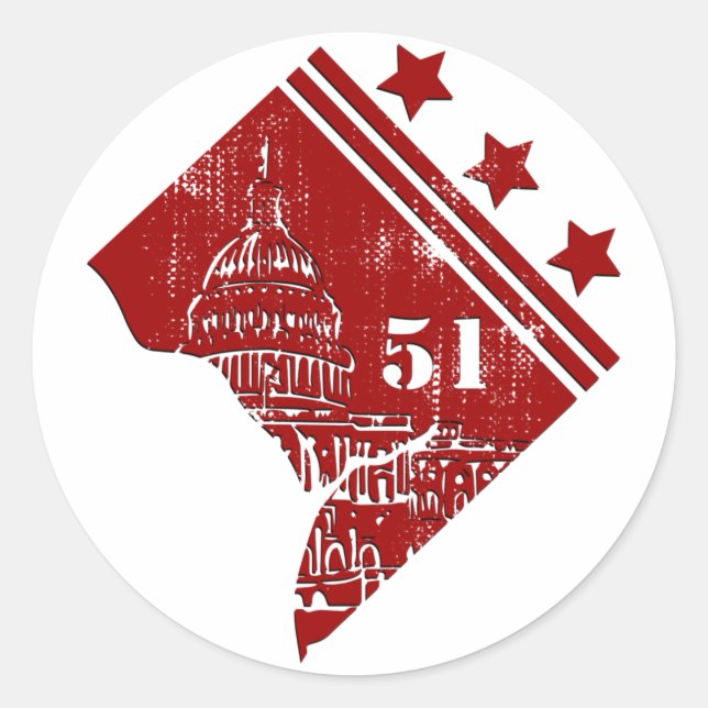 51st - State of Washington DC Flag Borderline Classic Round Sticker (Front)