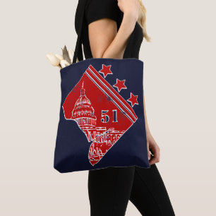 51st - State of Washington DC Flag Borderline Tote Bag