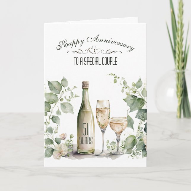 51st Wedding Anniversary Wine and Ivy   Card (Front)