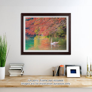 [520] Autumn Pond – Swan Gliding Through Colors Jigsaw Puzzle