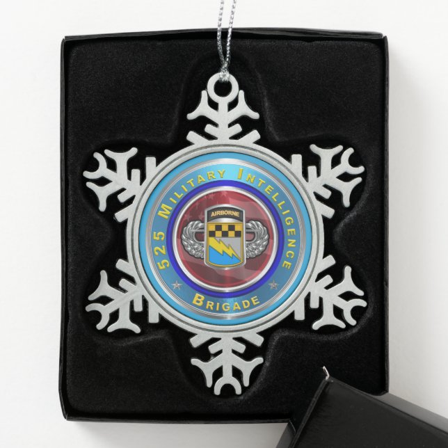 525th Military Intelligence Brigade    Snowflake Pewter Christmas Ornament (Box)