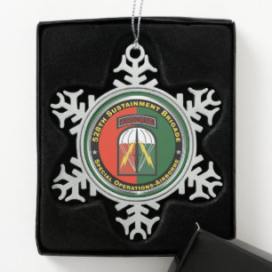 528th Sustainment Brigade  Snowflake Pewter Christmas Ornament