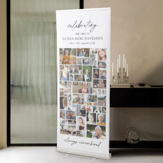 52 Photos Funeral Photo Collage Template Memorial Retractable Banner