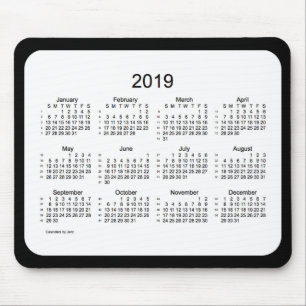 52 Weeks 2019 Calendar Black and White Mousepad