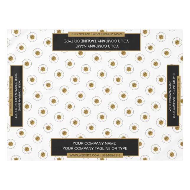 52"X70" Trade Show Tablecloth Logo Gold White (Front (Horizontal))