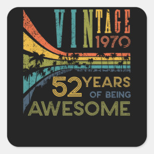 52 Year Old Birthday Vintage 1970 52nd Birthday Square Sticker
