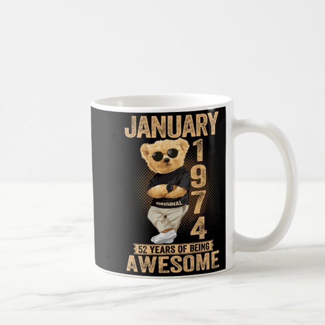 52 Year Old January 1974 Teddy Bear 52nd Birthday  Coffee Mug (Right)
