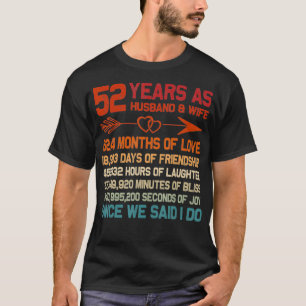52 Years as Husband & Wife 52nd Anniversary Gift f T-Shirt