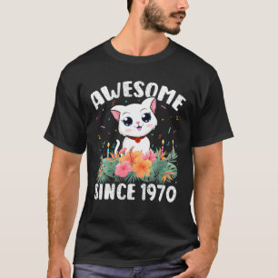 52 Years Old Cat Lover Awesome Since 1970 52Th Bir T-Shirt