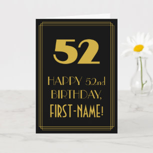 52nd Birthday – Art Deco Inspired Look "52" & Name Card