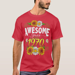 52nd Birthday Awesome Since 1970 Floral Thanksgivi T-Shirt