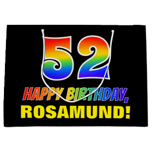 52nd Birthday: Bold, Fun, Simple, Rainbow 52 Large Gift Bag