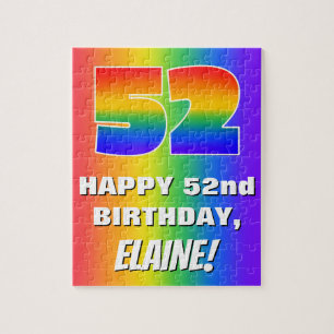 52nd Birthday: Colourful, Fun Rainbow Pattern # 52 Jigsaw Puzzle