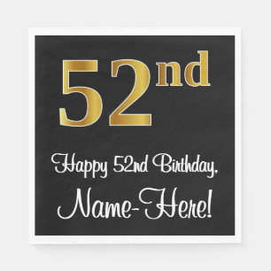 52nd Birthday ~ Elegant Luxurious Faux Gold Look # Napkin
