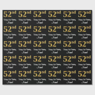 52nd Birthday: Elegant Luxurious Faux Gold Look # Wrapping Paper
