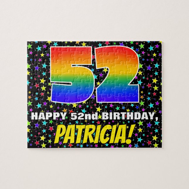 52nd Birthday — Fun, Colourful Star Field Pattern Jigsaw Puzzle (Horizontal)