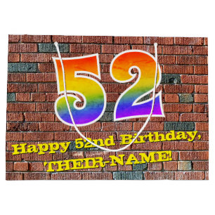 52nd Birthday: Fun, Graffiti-Inspired Rainbow # 52 Large Gift Bag