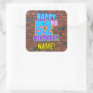52nd Birthday – Fun, Urban Graffiti Inspired Look Square Sticker