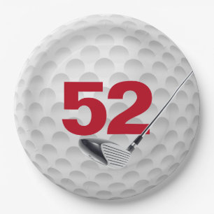 52nd Birthday Golf Ball Design  Paper Plate