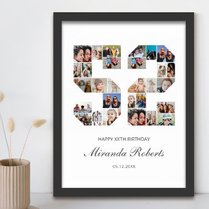 52nd Birthday Number 52 Custom Photo Collage Poster