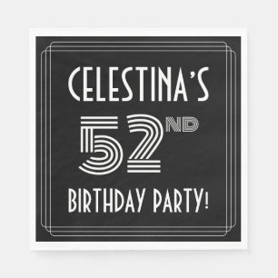 52nd Birthday Party: Art Deco Style + Custom Name Napkin