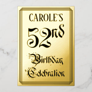 52nd Birthday Party — Elegant Script + Custom Name