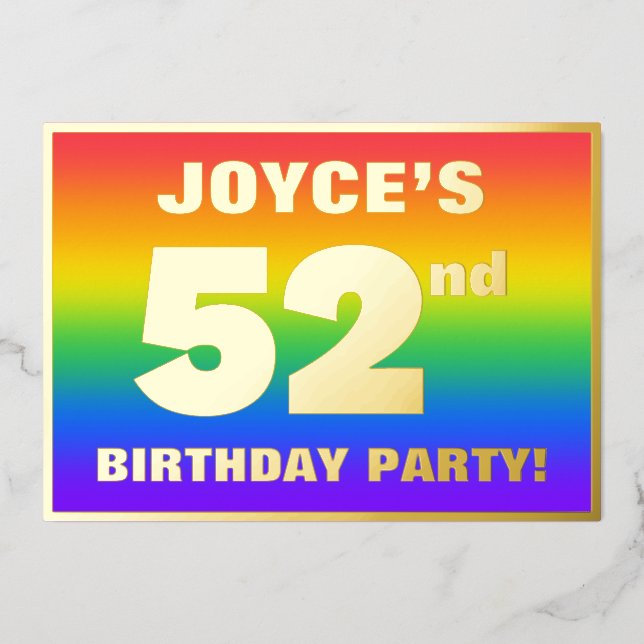 52nd Birthday Party: Fun, Colourful Rainbow Patter (Front)