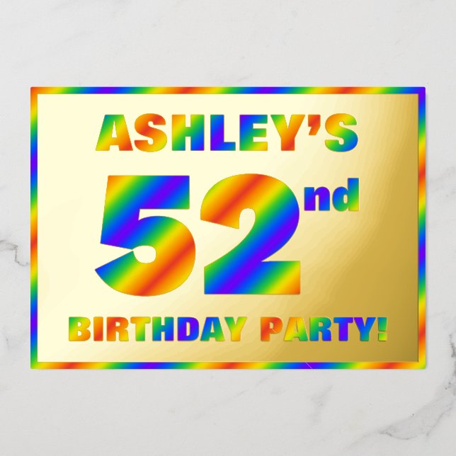 52nd Birthday Party — Fun, Rainbow Spectrum “52” (Front)