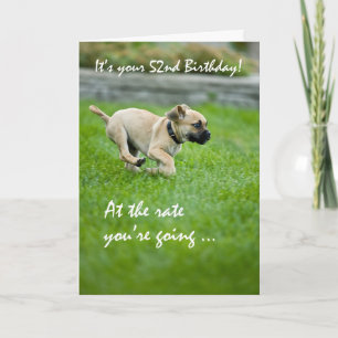 52nd Birthday Puppy Running Card