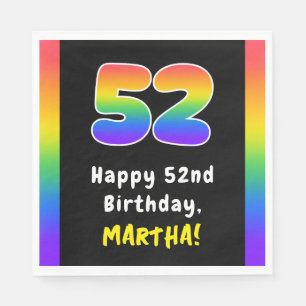 52nd Birthday: Rainbow Spectrum # 52, Custom Name Napkin