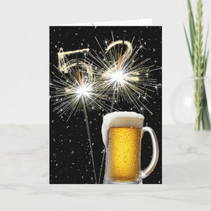 52nd Birthday Sparklers With Beer Mug Card