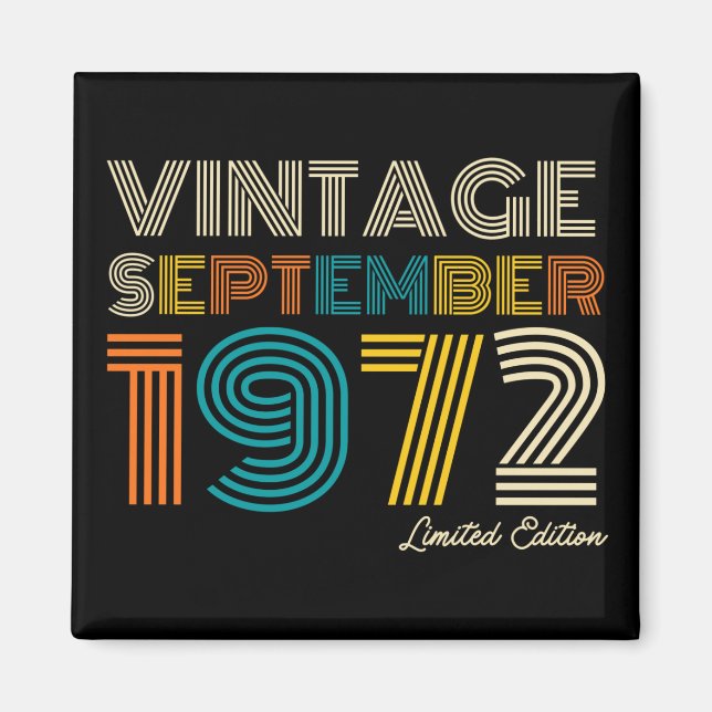 52nd Birthday Vintage September 1972 Limited Edtn. Magnet (Front)