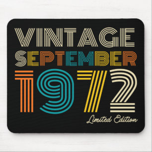 52nd Birthday Vintage September 1972 Limited Edtn. Mouse Mat