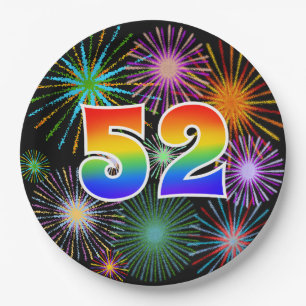 52nd Event - Fun, Colorful, Bold, Rainbow 52 Paper Plate
