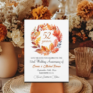52nd Wedding Anniversary Elegant Fall Floral Save The Date