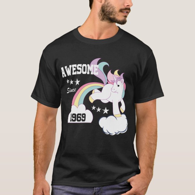 52th Birthday Gifts - Awesome Since 1969 Unicorn T-Shirt (Front)