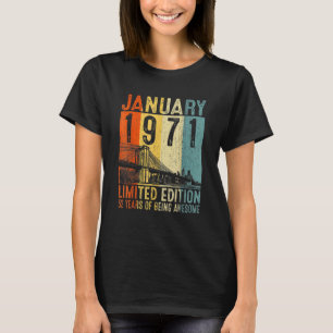 52th Birthday Vintage January 1971 52 Year Old Men T-Shirt
