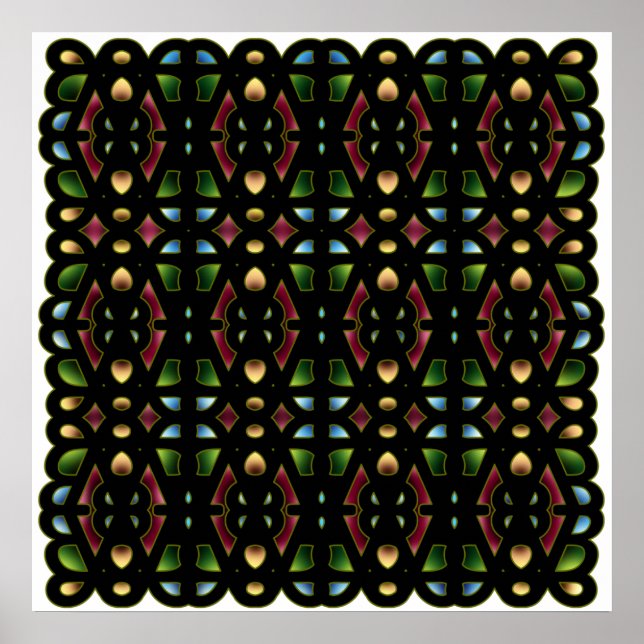52x52 or Smaller Poster, Abstract Pattern Coloured Poster (Front)