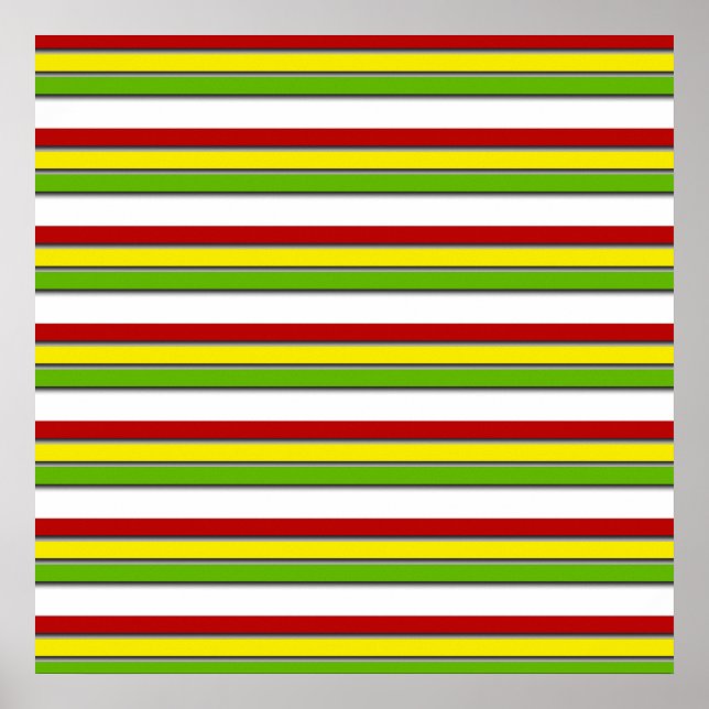 52x52 or Smaller Poster, Rasta Stripes, Horizontal Poster (Front)
