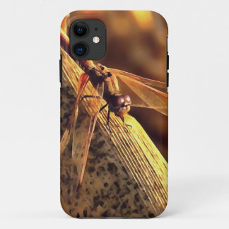 534424932Elegant Red Darter Dragonfly Insect Art iPhone 11 Case