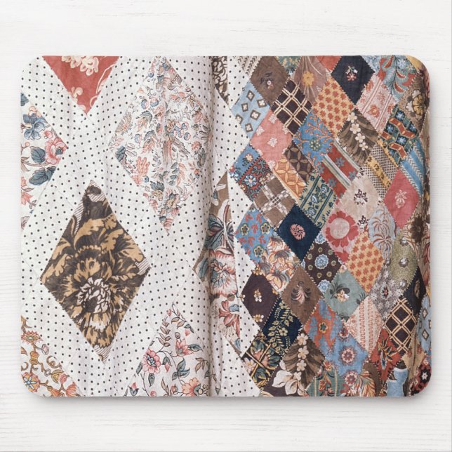 53:Detail of a patchwork quilt made by Mrs Mouse Mat (Front)