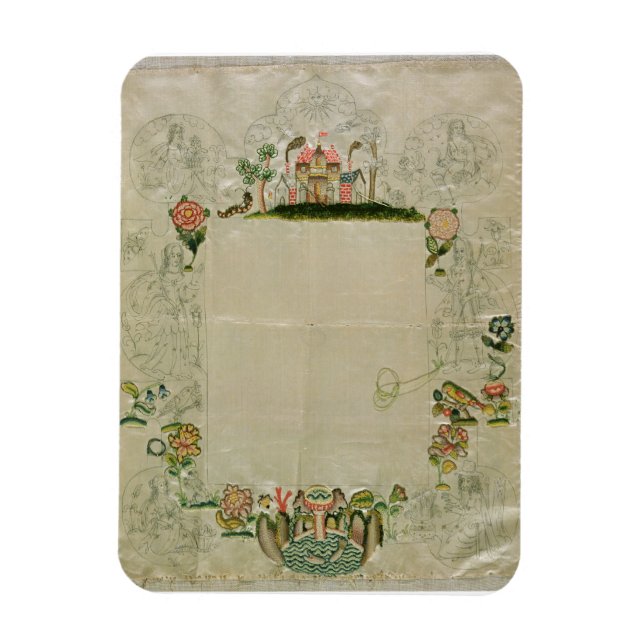 53:Mirror frame, unfinished embroidery in coloured Magnet (Vertical)