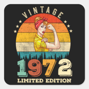 53 Year Old Bday 1972 Vintage 53rd Birthday Women Square Sticker