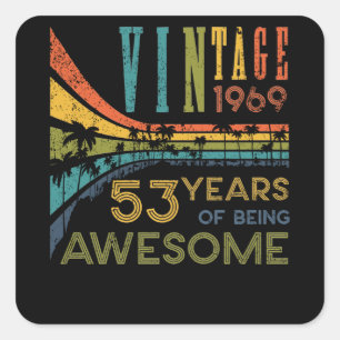 53 Year Old Birthday Vintage 1969 53rd Birthday Square Sticker
