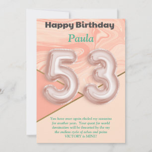 53 year old girls Happy Birthday card