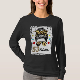 53 Years Old Fabulous Messy Bun Leopard 1969 Birth T-Shirt